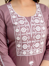 Darkpeach Cambric Cotton Embroidery Salwar Suit With Dupatta Set For Women's Trendmalls