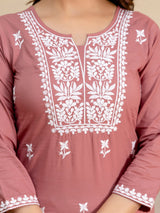 Darkpeach Cambric Cotton Embroidery Salwar Suit With Dupatta Set For Women's Trendmalls