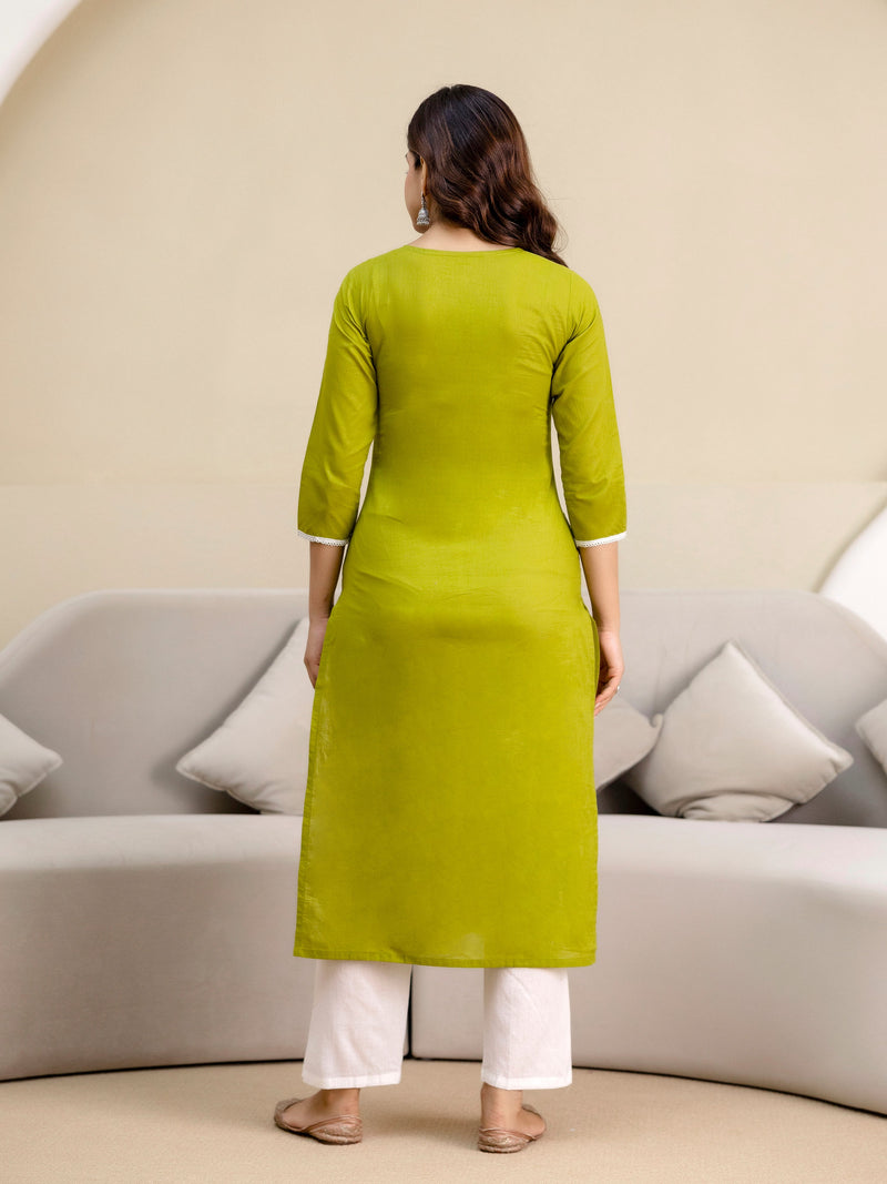 LightGreen Cotton Embroidery Salwar Suit with Dupatta Set For Women's Trendmallsin