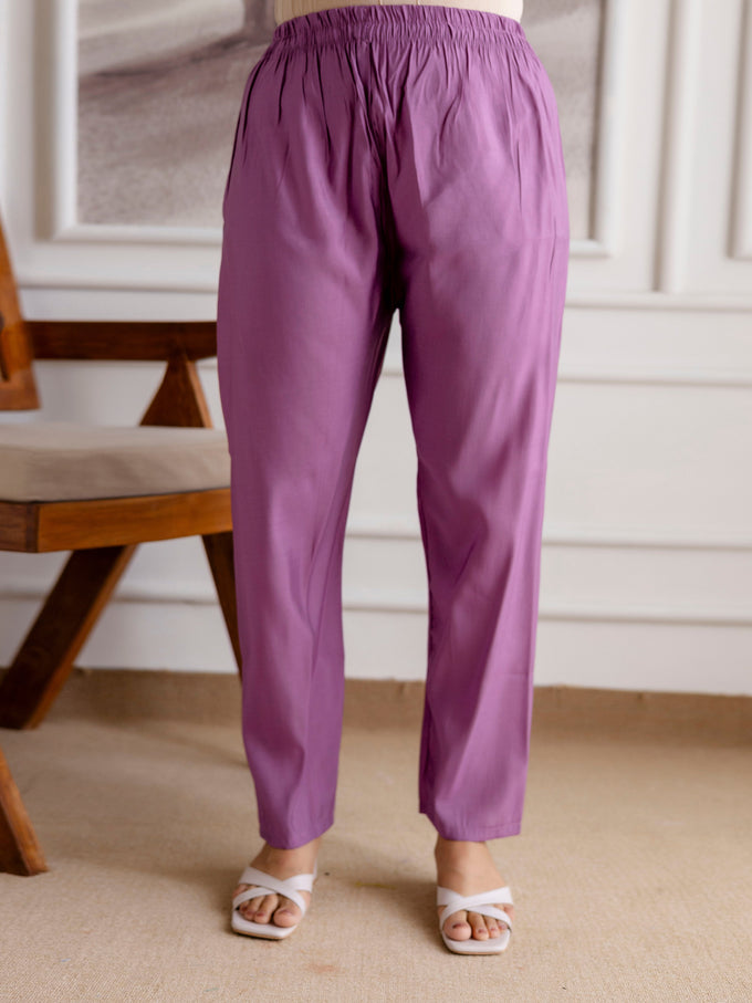 Purple Roman Chanderi Embroidery Salwar Suit with Dupatta Set For Women's Trendmalls