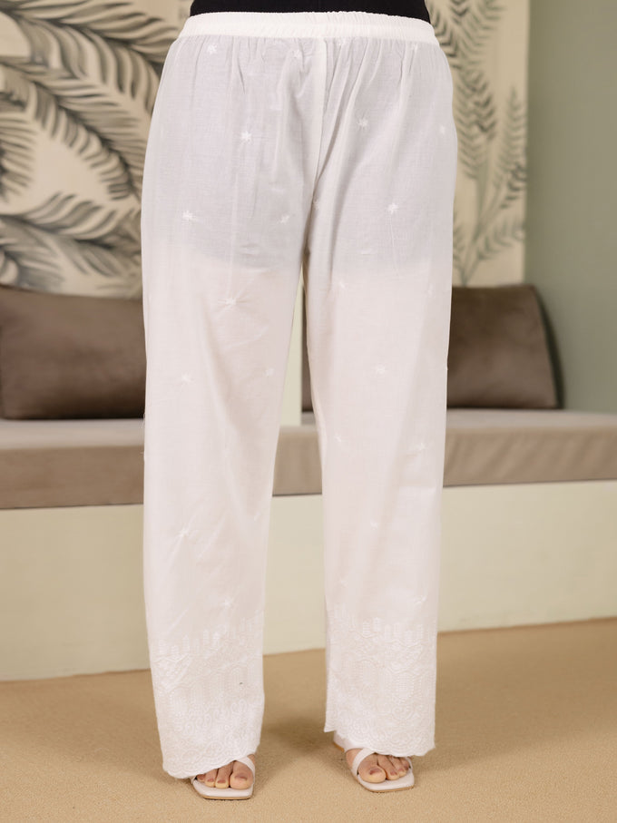 Yellow Cotton Embroidery Work Kurta Pant Set with Dupatta Salwar Suit Set Trendmalls