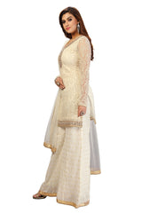 White Cotton Embroidery Salwar Suit Set Kurta Sharara with Dupatta Kurta Palazzo Set Stitched Ready To Wear For Women's Trendmallsin