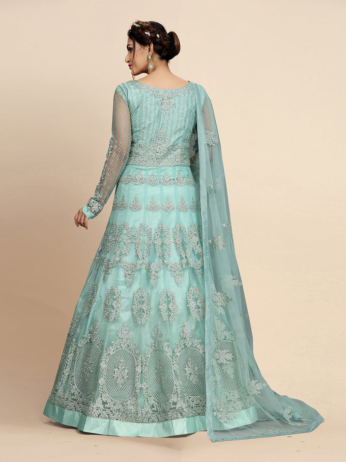 Women's Net Embroidery Salwar Suit Anarkali Kurta Set with Dupatta Trendmallsin