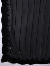 Black Georgette Sequence Embroidery Work Saree with Blouse Piece Trendmalls