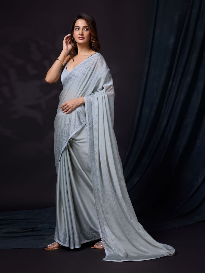 Women's Rangoli Silk Siroski Dual Shade Saree with Unstitch Blouse Piece Trendmalls