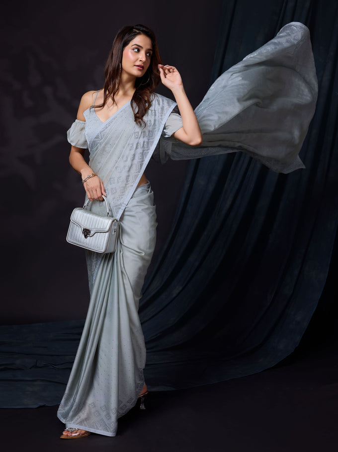 Women's Rangoli Silk Siroski Dual Shade Saree with Unstitch Blouse Piece Trendmalls