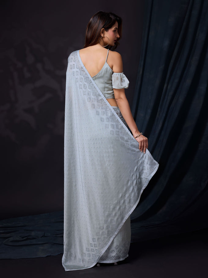 Women's Rangoli Silk Siroski Dual Shade Saree with Unstitch Blouse Piece Trendmalls