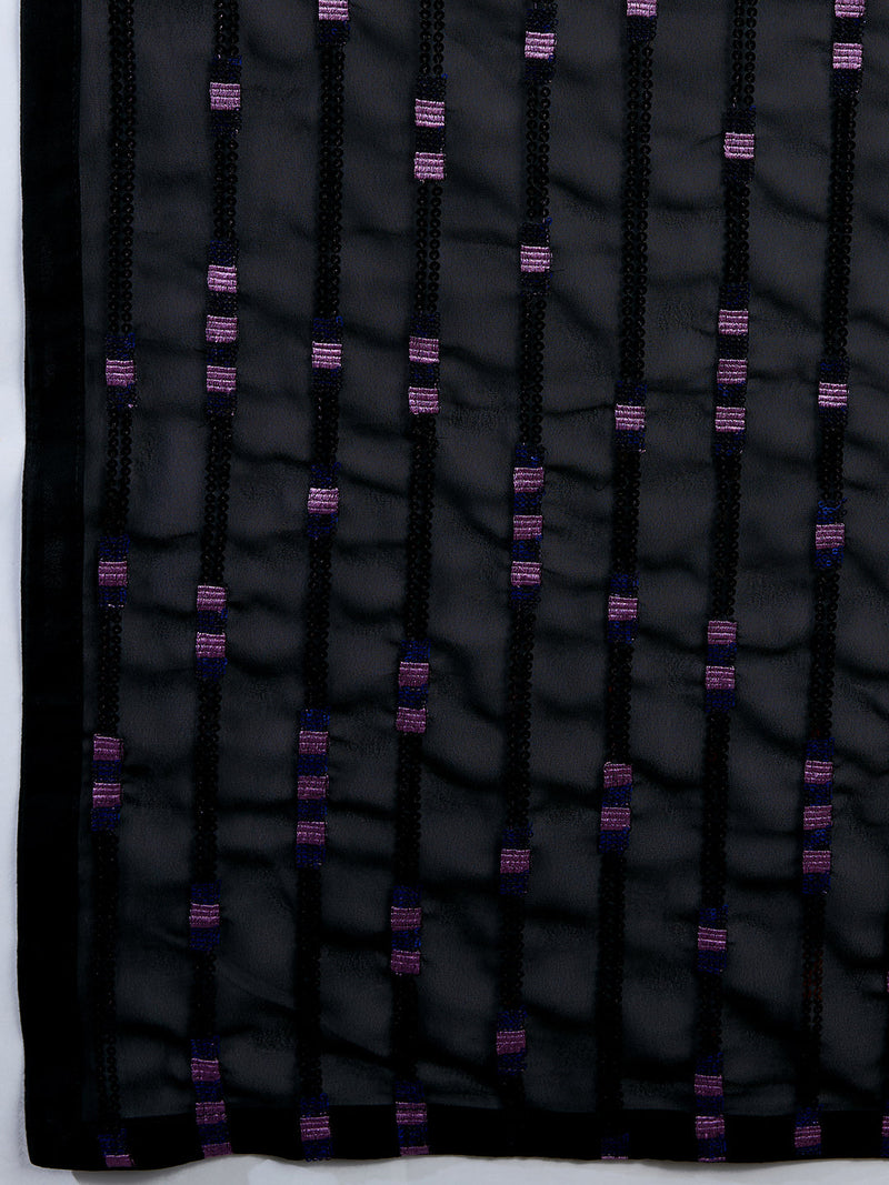 Women's Georgette Sequence Embroidery Work Saree with Blouse Piece Trendmalls