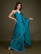 Morpeach Satin Silk Siroski Zarkan Work Saree with Unstitch Blouse Piece Trendmalls