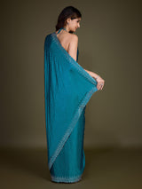 Morpeach Satin Silk Siroski Zarkan Work Saree with Unstitch Blouse Piece Trendmalls