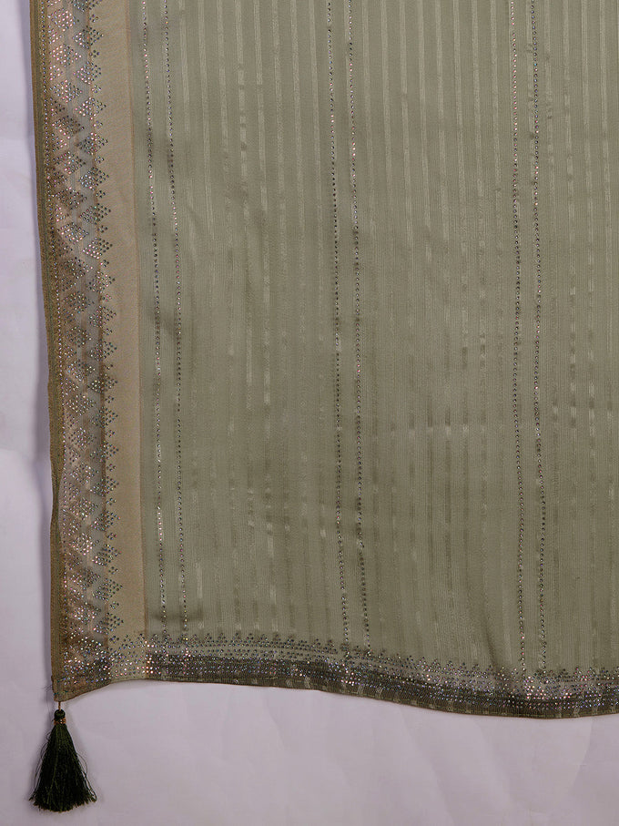 Women's Chiffon Siroski Work Saree with Unstitch Blouse Piece Trendmalls