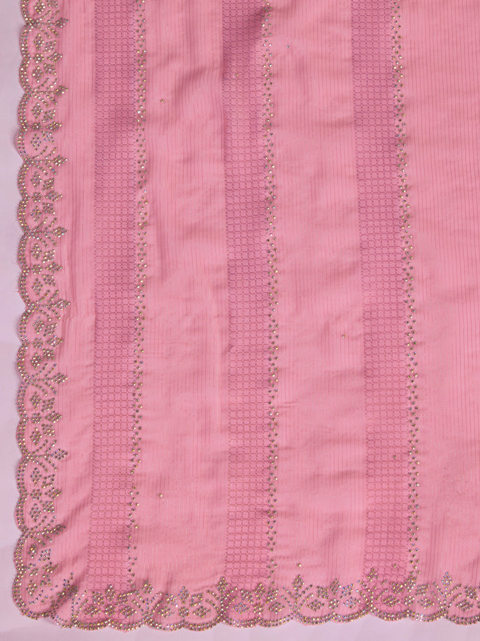 Women's Chiffon Siroski Work Saree with Unstitch Blouse Piece Trendmalls