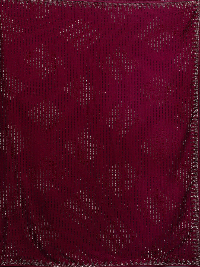 Women's Red Silk Siroski Work Saree with Unstitch Blouse Piece Trendmalls