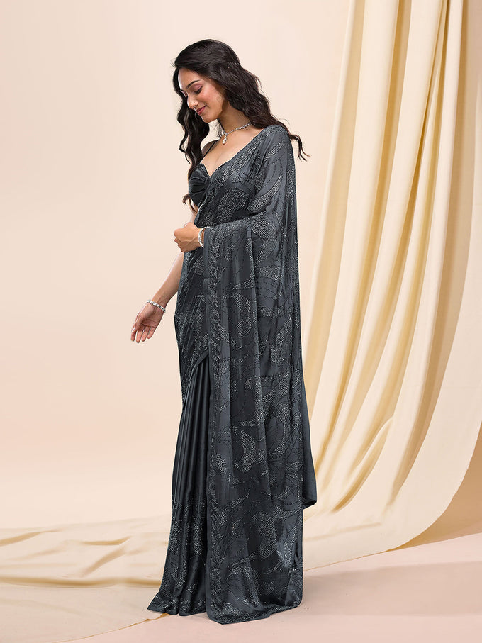 Women's Silk Siroski Work Saree with Unstitch Blouse Piece Trendmalls