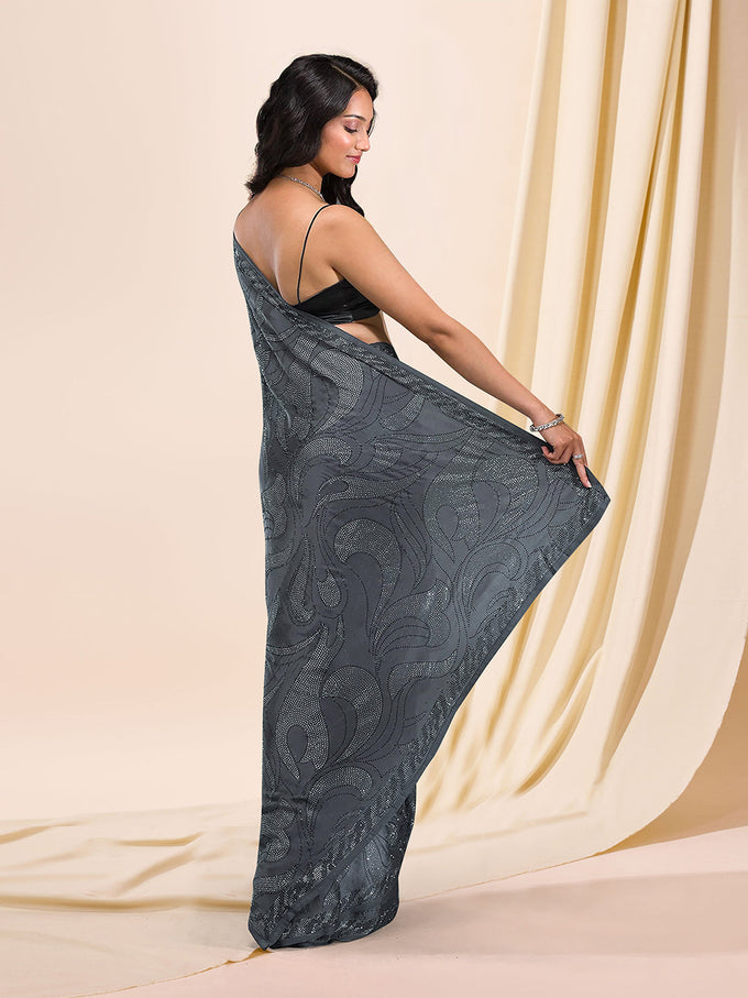 Women's Silk Siroski Work Saree with Unstitch Blouse Piece Trendmalls