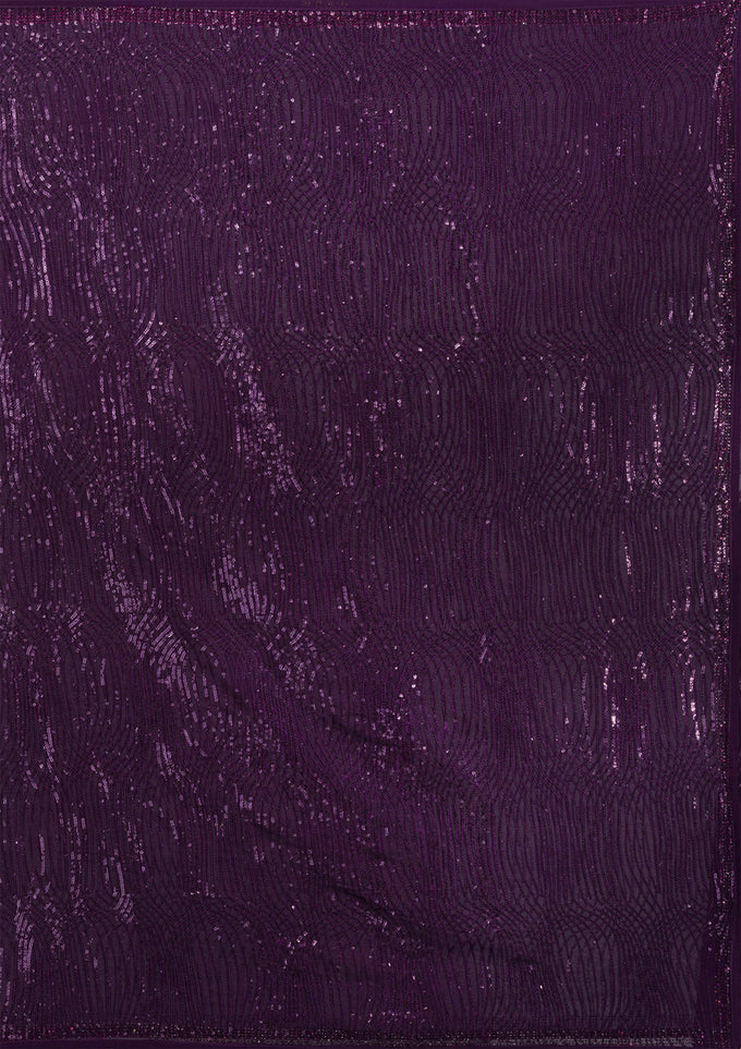 Purple Georgette Sequence Embroidery Work Saree with Unstitch Blouse Piece For Women Trendmalls