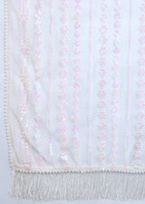White Net Embroidery Sequin work Saree with Unstitch Blouse Piece Trendmalls