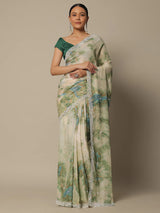 Women's Georgette Digital Printed Embroidery Saree with Unstitched Blouse Piece Trendmalls
