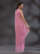 Women's  Pink Art Silk Siroski Work with Unstitch Blouse Piece Trendmalls