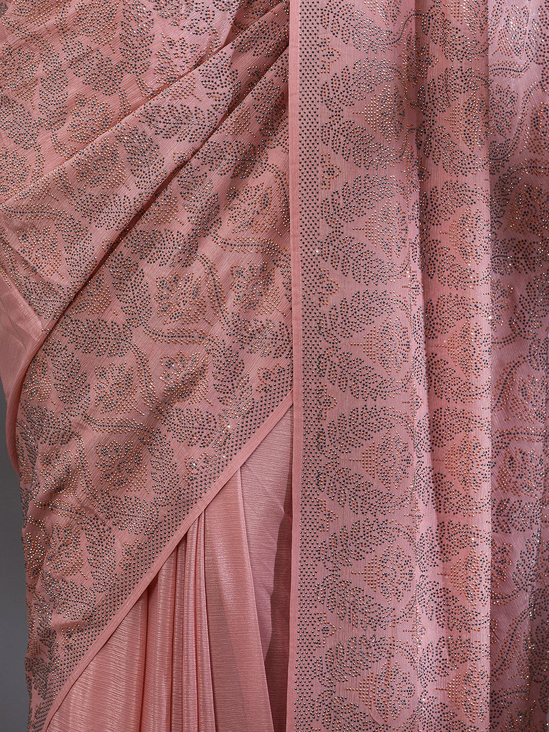 Women's Pink Chanderi Silk Siroski Work with Unstitch Blouse Piece Trendmalls