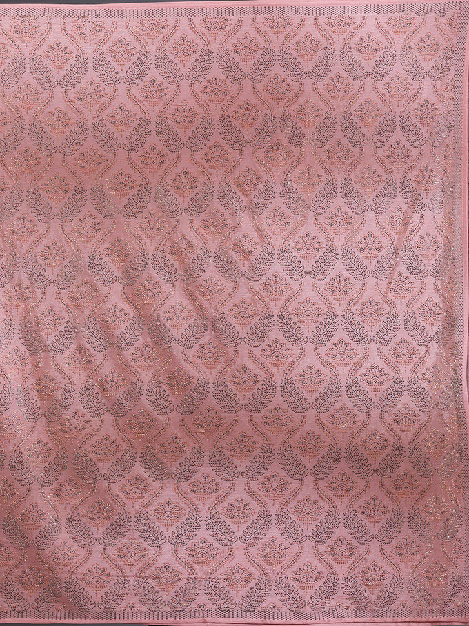 Women's Pink Chanderi Silk Siroski Work with Unstitch Blouse Piece Trendmalls