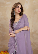 Women's Tussar Silk Sequence Embroidery Work Saree with Unstitch Blouse Piece Trendmalls