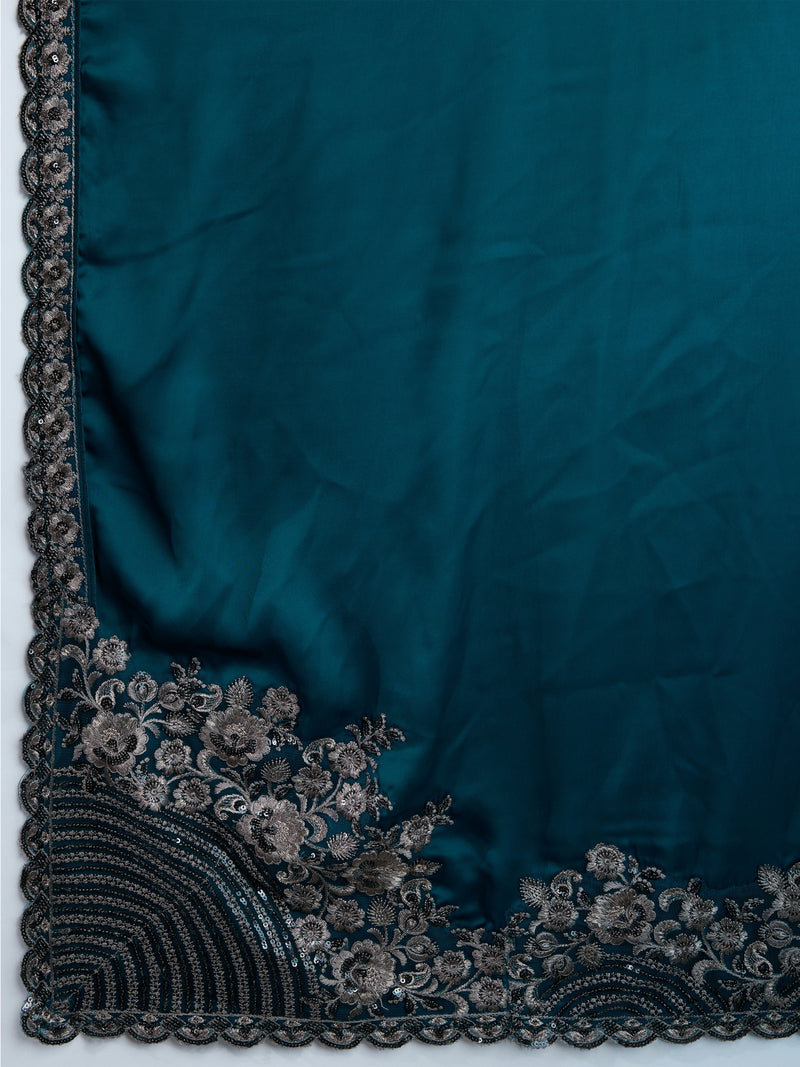 Morpeach Art Silk Embrodeiry Work Saree with Unstitch Blouse Piece Trendmalls