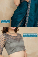 Morpeach Art Silk Embrodeiry Work Saree with Unstitch Blouse Piece Trendmalls