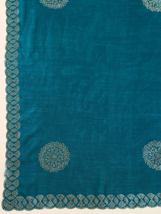 Morpeach Art Silk Siroski Work Saree with Unstitch Blouse Piece For Women's Trendmalls