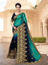 Women's Barfi Silk Embroidey Dual Shade Saree with Blouse Piece Trendmalls