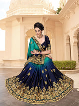 Women's Barfi Silk Embroidey Dual Shade Saree with Blouse Piece Trendmalls