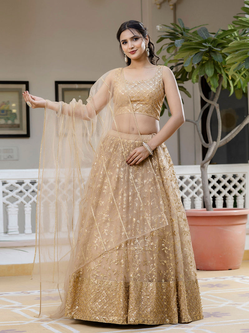 Wedding Wear Special Sequins Lehenga Choli with Dupatta for Women's Trendmalls
