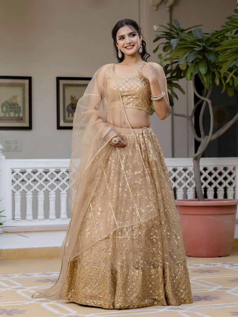 Wedding Wear Special Sequins Lehenga Choli with Dupatta for Women's Trendmalls