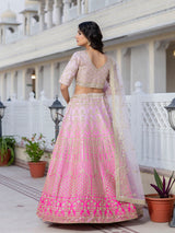 Pink Satin Embroidery Lehenga Choli with Dupatta | Bridal Party Stylish Wedding Lehenga Choli for women Trendmalls