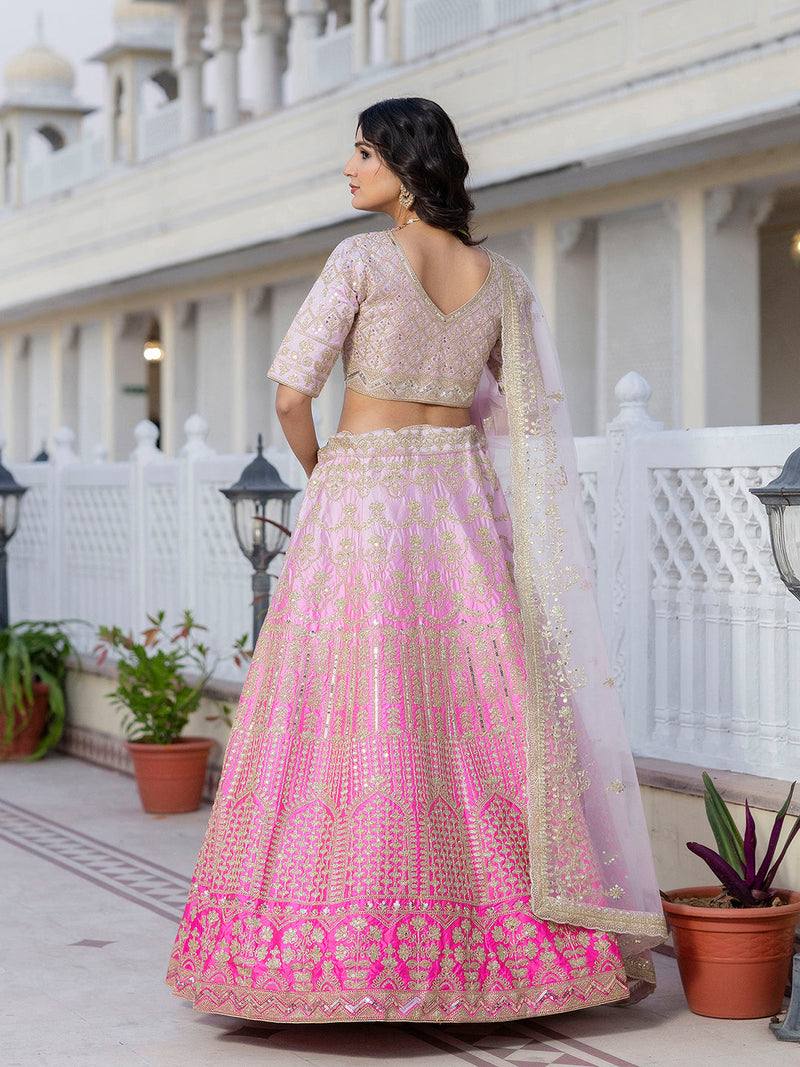 Pink Satin Embroidery Lehenga Choli with Dupatta | Bridal Party Stylish Wedding Lehenga Choli for women Trendmalls