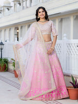 Pink Satin Embroidery Lehenga Choli with Dupatta | Bridal Party Stylish Wedding Lehenga Choli for women Trendmalls