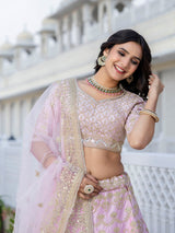 Pink Satin Embroidery Lehenga Choli with Dupatta | Bridal Party Stylish Wedding Lehenga Choli for women Trendmalls