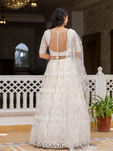 White Net Embroidery Lehenga Choli with Dupatta For Women's Trendmalls