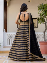 Black Silk Embroidery Lehenga Choli With Dupatta For Women's Trendmalls