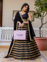 Black Silk Embroidery Lehenga Choli With Dupatta For Women's Trendmalls