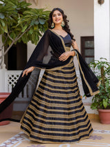 Black Silk Embroidery Lehenga Choli With Dupatta For Women's Trendmalls