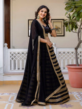 Black Silk Embroidery Lehenga Choli With Dupatta For Women's Trendmalls