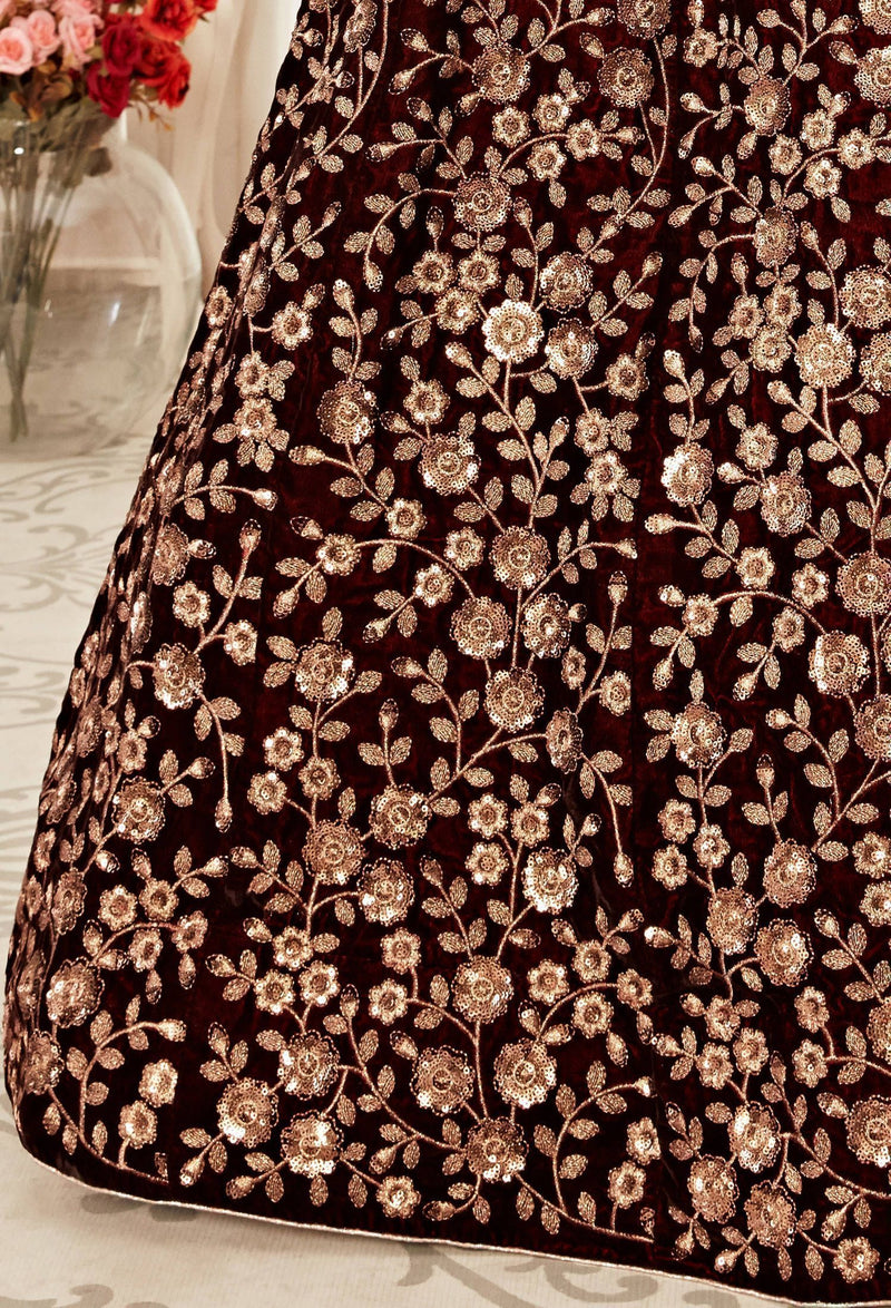 Women's Velvet Sequin Embroidery Lehenga Choli with Dupatta | Bridal Party Stylish Wedding Lehenga Choli for women Trendmalls