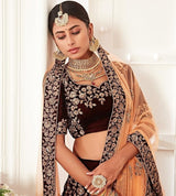 Women's Velvet Sequin Embroidery Lehenga Choli with Dupatta | Bridal Party Stylish Wedding Lehenga Choli for women Trendmalls