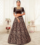 Women's Velvet Sequin Embroidery Lehenga Choli with Dupatta | Bridal Party Stylish Wedding Lehenga Choli for women Trendmalls