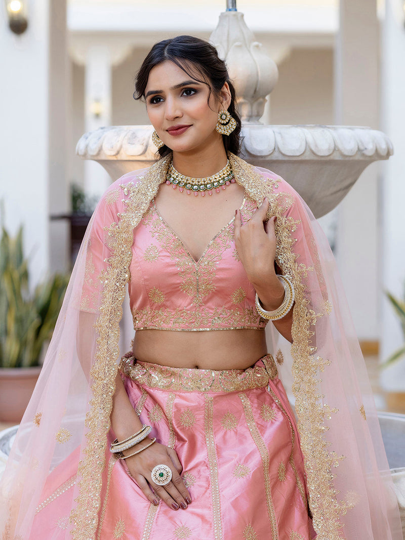 Women's Satin Embroidery Lehenga Choli with Dupatta | Bridal Party Stylish Wedding Lehenga Choli for women Trendmalls