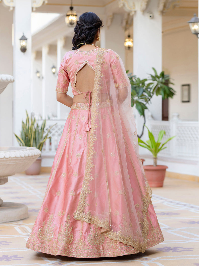 Women's Satin Embroidery Lehenga Choli with Dupatta | Bridal Party Stylish Wedding Lehenga Choli for women Trendmalls