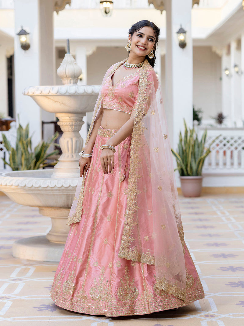Women's Satin Embroidery Lehenga Choli with Dupatta | Bridal Party Stylish Wedding Lehenga Choli for women Trendmalls