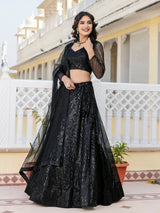 Black Net Sequin Embroidery Lehenga Choli with Dupatta |Bridal Party Stylish Wedding Lehenga Choli for women Trendmalls