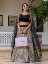 Black Georgette Embroidery Lehenga Choli with Dupatta | Bridal Wedding Lehenga Choli for women Trendmalls